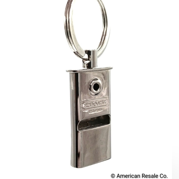 Vintage COACH Real Whistle Keychain Key Fob Purse Charm in Silver - Picture 3 of 6